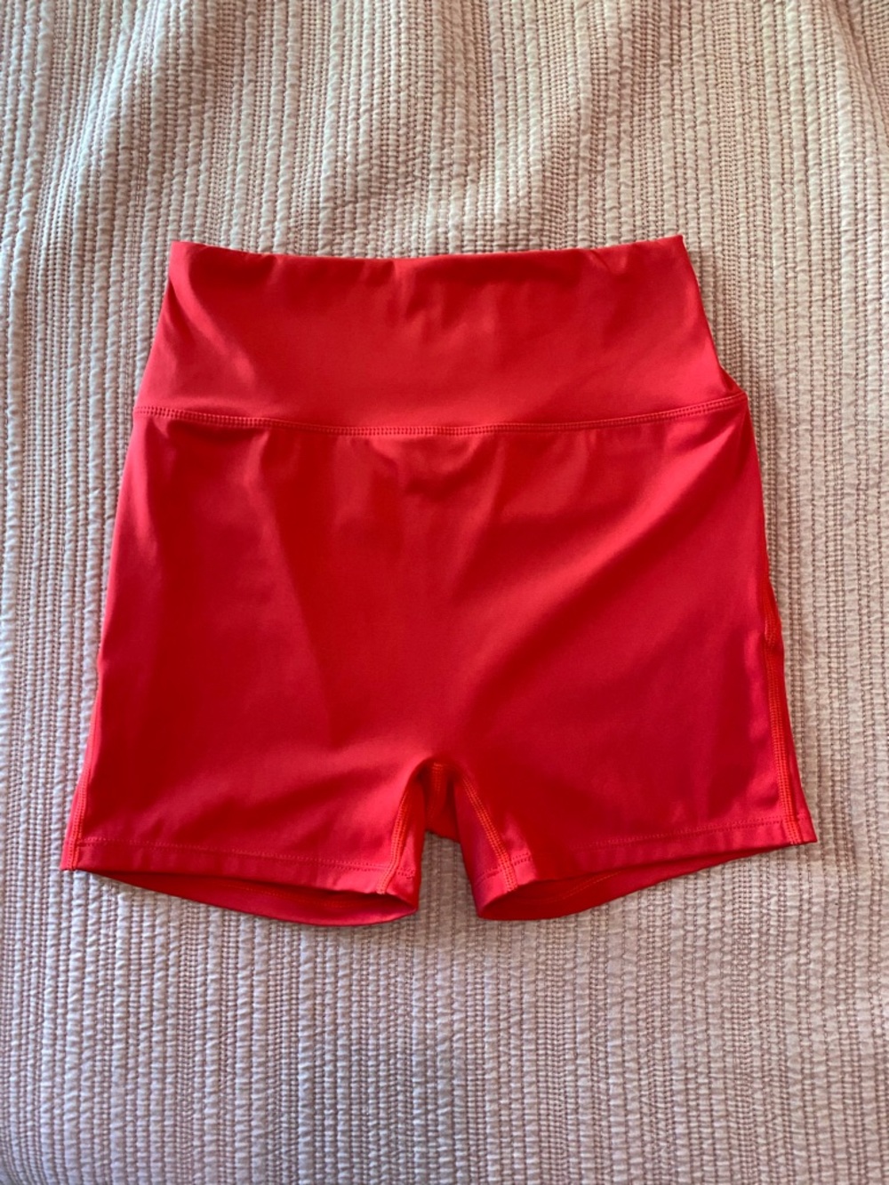 High-Waist Fitted Women's Red Gym Yoga Bike Shorts